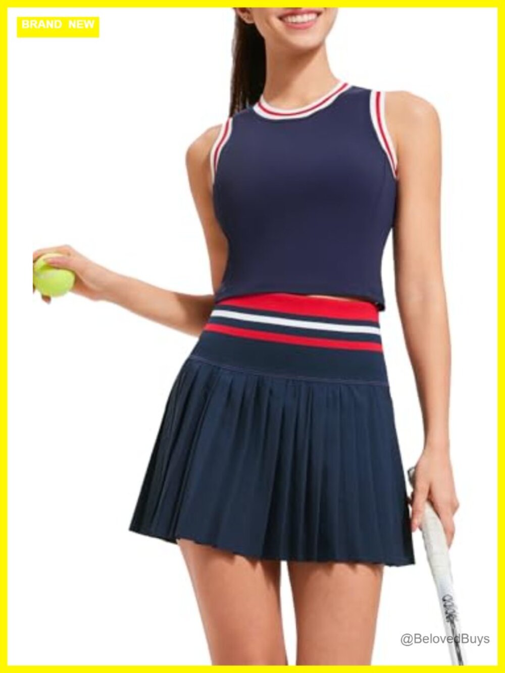 High Waisted Pleated Tennis Skirt Set Women Athletic Golf Skirt 2 Piece with